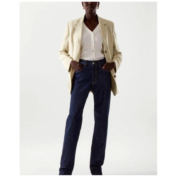 COS Light Beige Linen Blend Relaxed-Fit Blazer Size 10 - Picture 14 of 15